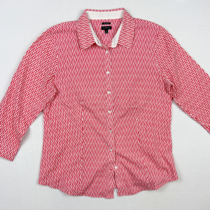 Talbots‎ Wrinkle Resistant Button Up Shirt Size 10 Womens Geometric Print Career